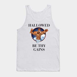 Hallowed be thy gains - Swole Jesus - Jesus is your homie so remember to pray to become swole af! - With background light Tank Top